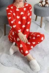 Kadın Süet Alt Üst Aynı Pijama Takımı Kırmızı