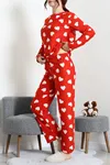 Kadın Süet Alt Üst Aynı Pijama Takımı Kırmızı