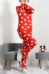 Kadın Süet Alt Üst Aynı Pijama Takımı Kırmızı