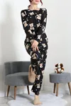 Kadın Süet Alt Üst Aynı Pijama Takımı Siyahayı