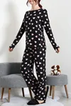 Kadın Süet Alt Üst Aynı Pijama Takımı Siyahkalpli