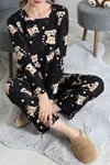 Kadın Süet Alt Üst Aynı Pijama Takımı Siyahayı