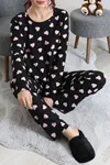Kadın Süet Alt Üst Aynı Pijama Takımı Siyahkalpli