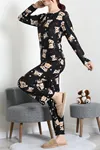 Kadın Süet Alt Üst Aynı Pijama Takımı Siyahayı