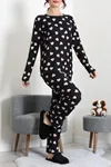 Kadın Süet Alt Üst Aynı Pijama Takımı Siyahkalpli