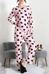 Kadın Süet Alt Üst Aynı Pijama Takımı Pudra