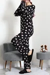 Kadın Süet Alt Üst Aynı Pijama Takımı Siyahkalpli