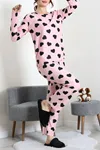 Kadın Süet Alt Üst Aynı Pijama Takımı Pudra