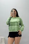 Kadın Bisiklet Yaka Çizgili Triko Çağlalatte