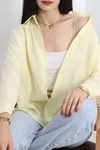 Kadın Terikoton Oversize Gömlek Tereyağsarı