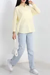 Kadın Terikoton Oversize Gömlek Tereyağsarı