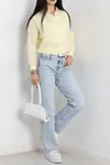 Kadın Terikoton Oversize Gömlek Tereyağsarı