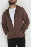 3 İplik Şardonlu Oversize Erkek Sweat Kahve