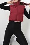 Kadın Beli Büzgülü Şişme Yelek Bordo