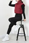 Kadın Beli Büzgülü Şişme Yelek Bordo