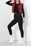 Kadın Beli Büzgülü Şişme Yelek Bordo