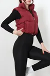 Kadın Beli Büzgülü Şişme Yelek Bordo