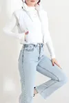 Kadın Beli Büzgülü Şişme Yelek Beyaz