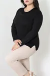 Kadın Yaka Taş Detay Viskon Bluz Siyah
