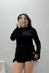 Kadın Kayık Yaka İspanyol Kol Kaşkorse Bluz Siyah