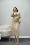 Kadın Dabıl Etekli Takım Bej