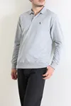 2 İplik Likralı Polo Yaka Erkek Sweat Gri