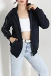 Kadın 3 İplik Oversize Biyeli Sweat Lacivert