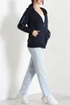 Kadın 3 İplik Oversize Biyeli Sweat Lacivert