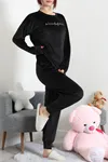 Kadın Fransız Kadife Pijama Takımı Siyahgümüş