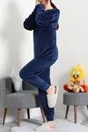 Kadın Fransız Kadife Pijama Takımı Lacivert