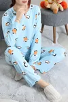 Kadın Süet Alt Üst Aynı Pijama Takımı Açıkmavi