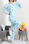 Kadın Süet Alt Üst Aynı Pijama Takımı Açıkmavi