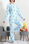 Kadın Süet Alt Üst Aynı Pijama Takımı Açıkmavi