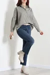Kadın Oversize Poplin Gömlek Çakıl