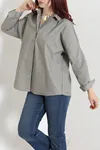 Kadın Oversize Poplin Gömlek Çakıl