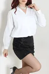 Kadın Oversize Poplin Gömlek Beyaz