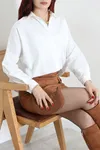 Kadın Oversize Poplin Gömlek Krem