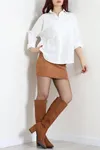 Kadın Oversize Poplin Gömlek Krem