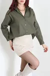 Kadın Oversize Poplin Gömlek Haki