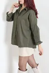 Kadın Oversize Poplin Gömlek Haki