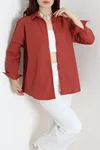 Kadın Oversize Poplin Gömlek Kiremit