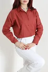 Kadın Oversize Poplin Gömlek Kiremit