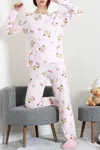 Kadın Süet Alt Üst Aynı Pijama Takımı Pembe