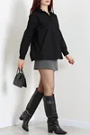 Kadın Oversize Poplin Gömlek Siyah