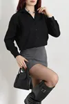 Kadın Oversize Poplin Gömlek Siyah