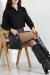 Kadın Oversize Poplin Gömlek Siyah