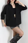 Kadın Oversize Poplin Gömlek Siyah