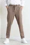 Yüksek Gramajlı İthal Krep Beli Lastikli Erkek Pantolon Mocha