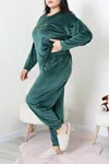 Kadın Fransız Kadife Büyük Beden Pijama Takımı Zümrüt