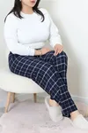 Kadın Büyük Beden Süet Pijama Altı Lacivert